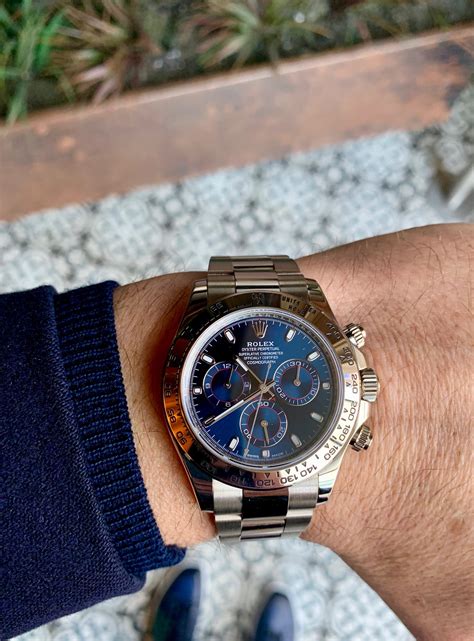 daytona blue dial white gold